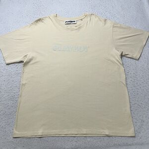 Playboy by Pacsun Men's XL Short Sleeve Ivory Cream Bunny Logo Graphic T Shirt